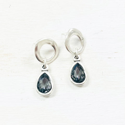Fashion Black Stone Teardrop Dangle Earrings