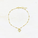 Sterling Silver Gold Plated Heart Charm Anklet