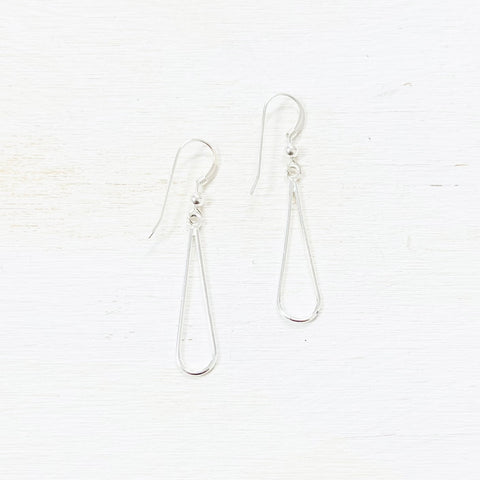 Sterling Silver Elongated Cutout Teardrop Earrings