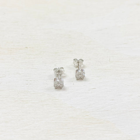 SS CZ Flower Stud Earrings
