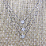 Sterling Silver Triple Pave Disc Necklace