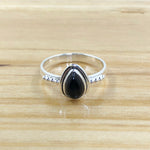 Sterling Silver Black Onyx Dot Band Teardrop Ring