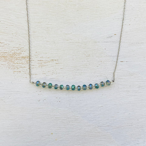Sterling Silver Beaded Bar Necklace