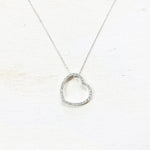 Sterling Silver and CZ Sideways Heart Necklace