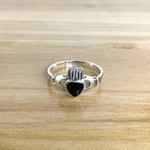 Sterling Silver Black Heart Claddagh Ring
