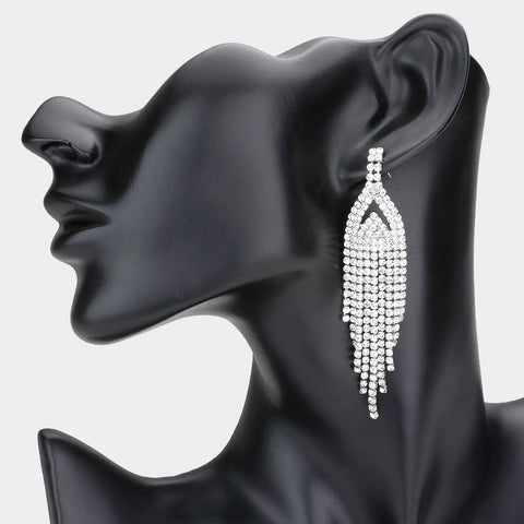 Fashion Rhinestone Fringe Dangle Earrings