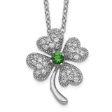 Sterling Silver CZ Four Leaf Clover Necklace