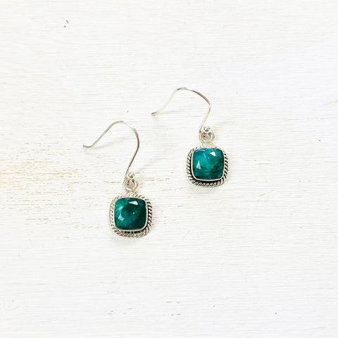Sterling Silver Created Emerald Dangle Earrings