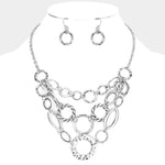 Fashion Silver Tone Layered Necklace Set