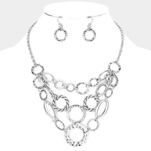 Fashion Silver Tone Layered Necklace Set