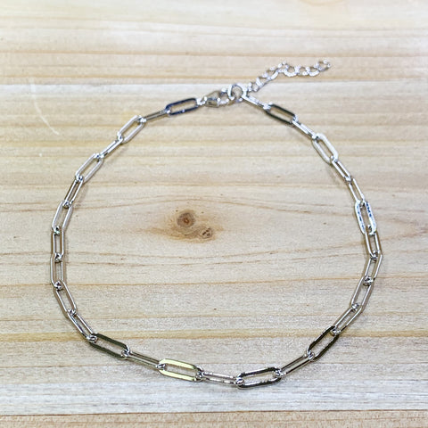 Sterling Silver Thick Paper Clip Chain Anklet