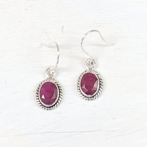 Ruby Oval Dangle Earrings