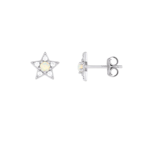 STERLING SILVER OPAL STAR EARRINGS