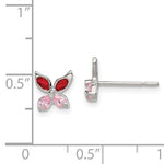 Sterling Silver Red and Pink CZ Butterfly Studs