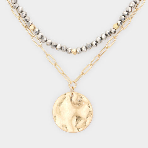 Fashion Layered Circle Pendant Necklace
