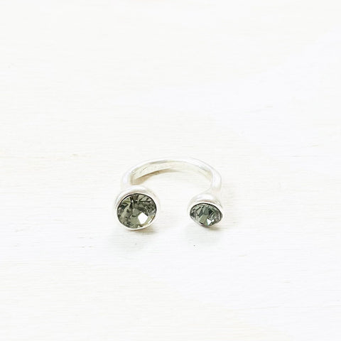 Fashion Light Green Double Stone Ring