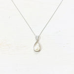 SS Pearl + CZ Necklace 16-18”