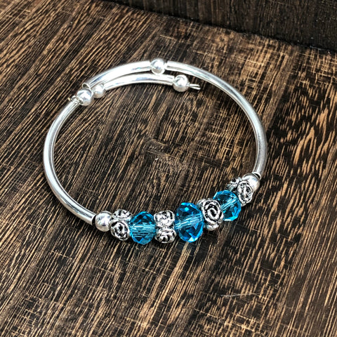 Fashion Blue Bead Wrap Bracelet