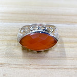 Estate Sterling Silver Orange Oval Ring