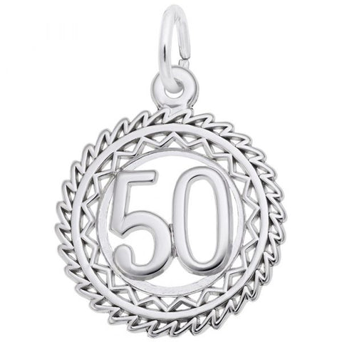 Sterling Silver Victory Number 50 Charm