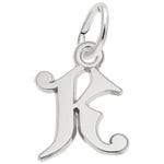 Sterling Silver Curly Initial K Accent Charm