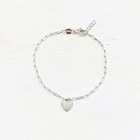 Sterling Silver Heart Charm Bracelet