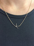 Sideways Initial Necklace - Sterling Silver