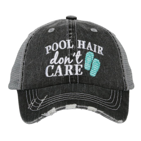 Pool Hair Don't Care Mint Flip Flop Trucker Hat