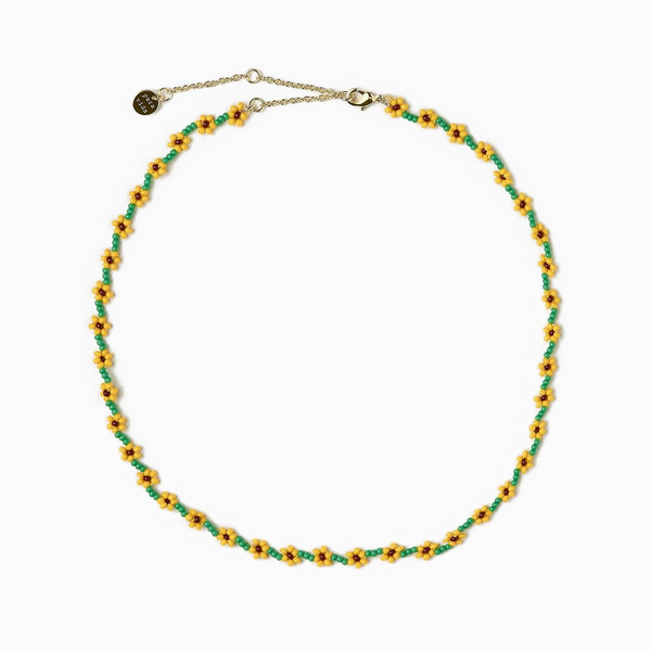 Pura Vida Flower Seed Bead Anklet Sunflower